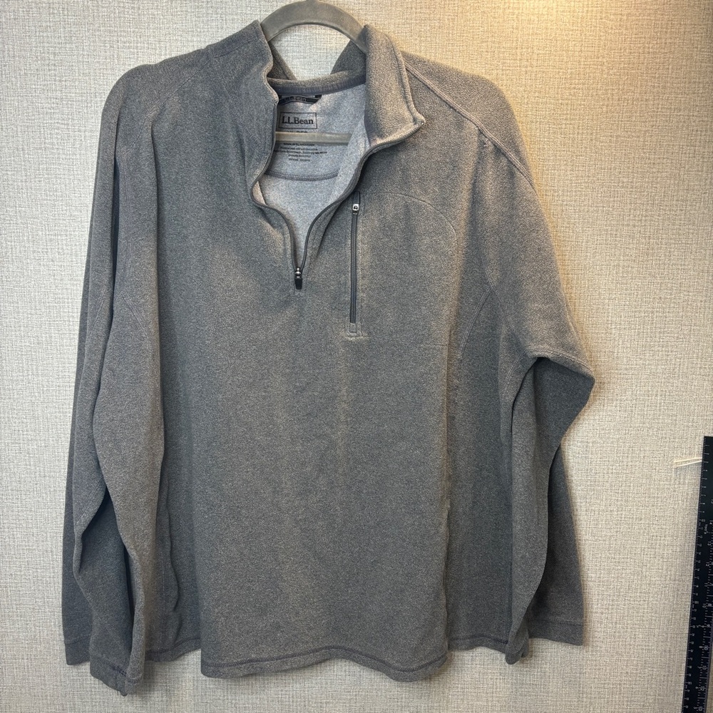 LL Bean Maine 1/4 Zip Pullover Fleece Sweater Men's Size XL Grey W/ Pockets